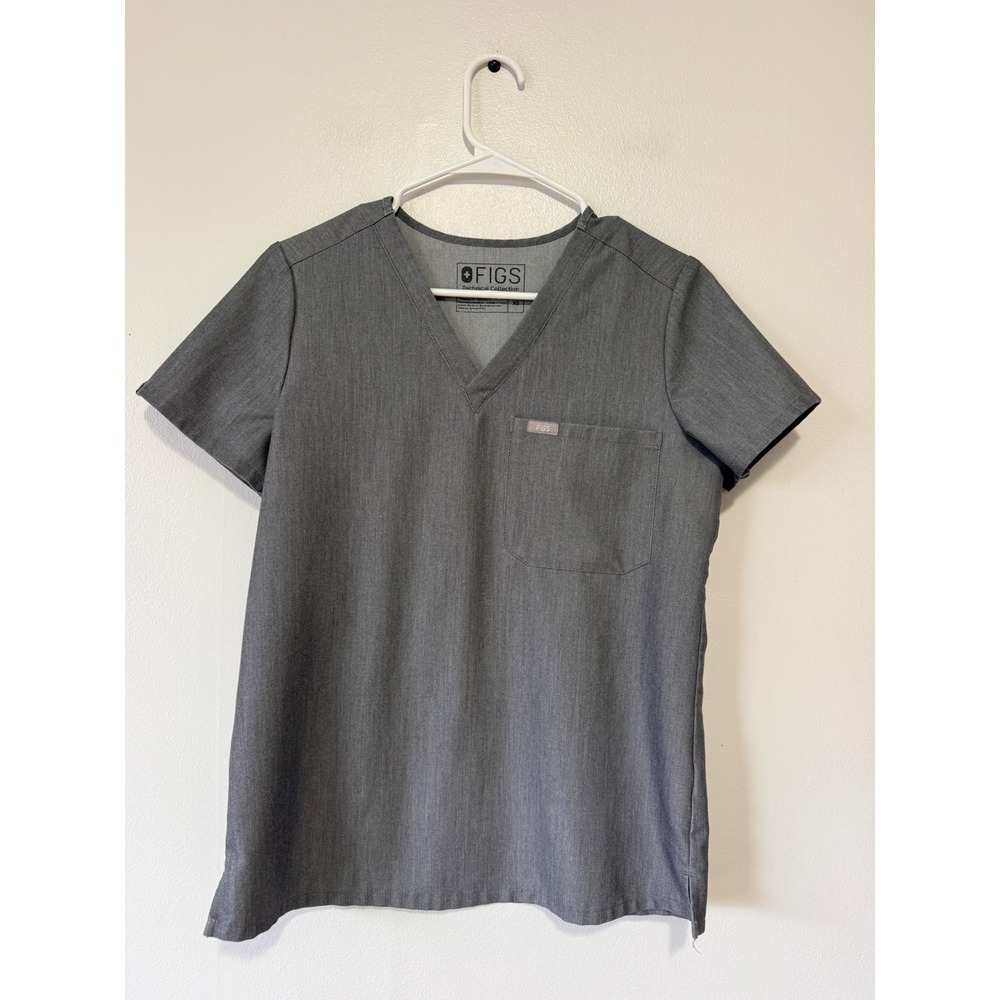 FIGS Technical Collection Heather Charcoal Gray V-Neck Scrub Top XS